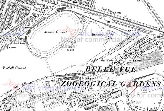 Manchester - Belle Vue : Map credit Old-Maps.co.uk historic maps